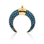 Crescent Moon Pendant Turquoise Micro Pave Horn for DIY Jewelry Making Gifts - BestBeaded