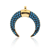 Crescent Moon Pendant Turquoise Micro Pave Horn for DIY Jewelry Making Gifts - BestBeaded