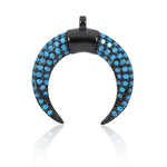 Crescent Moon Pendant Turquoise Micro Pave Horn for DIY Jewelry Making Gifts - BestBeaded