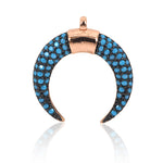 Crescent Moon Pendant Turquoise Micro Pave Horn for DIY Jewelry Making Gifts - BestBeaded