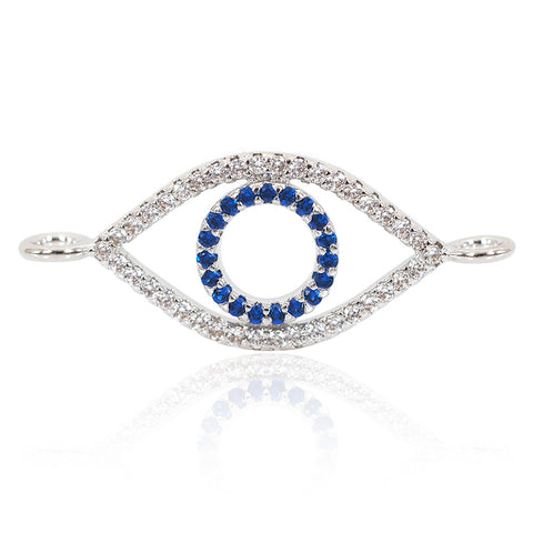 Evil Eye Bracelet Charms Connector,Blue CZ Cubic Zirconia for DIY Jewelry Making 27x12mm - BestBeaded