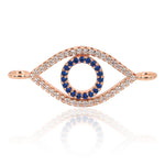 Evil Eye Bracelet Charms Connector,Blue CZ Cubic Zirconia for DIY Jewelry Making 27x12mm - BestBeaded