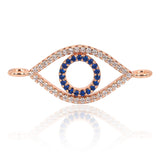 Evil Eye Bracelet Charms Connector,Blue CZ Cubic Zirconia for DIY Jewelry Making 27x12mm - BestBeaded