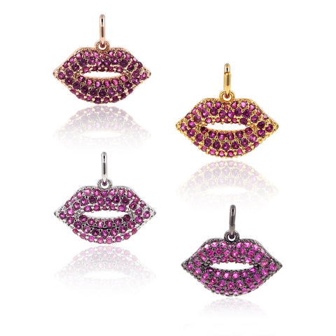 Lips Charm Bracelet/Necklace Pendant Micro Pave CZ for Women Jewelry Lover Gift - BestBeaded