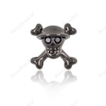 Pirate Skull Head Beads Pave Black CZ for Men's Charm Bracelet Jewelry Making Supplies 13x13mm - BestBeaded