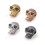 Skull Bead Charm Micro Pave CZ for DIY Gemstone Bracelet Spacer Beads Jewelry Findings 9x13mm - BestBeaded