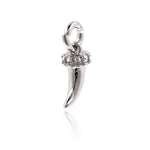 Mini Ox Horn Pendant Pave White CZ,Wolf Fangs Charm for Jewelry Making Supplies 4x9mm - BestBeaded