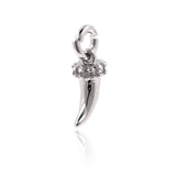 Mini Ox Horn Pendant Pave White CZ,Wolf Fangs Charm for Jewelry Making Supplies 4x9mm - BestBeaded