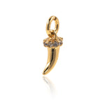 Mini Ox Horn Pendant Pave White CZ,Wolf Fangs Charm for Jewelry Making Supplies 4x9mm - BestBeaded