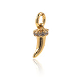 Mini Ox Horn Pendant Pave White CZ,Wolf Fangs Charm for Jewelry Making Supplies 4x9mm - BestBeaded