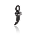 Mini Ox Horn Pendant Pave White CZ,Wolf Fangs Charm for Jewelry Making Supplies 4x9mm - BestBeaded