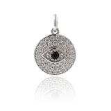 Round Evil Eye Pendant Charm for Bracelet/Necklace DIY Jewelry Making 12mm - BestBeaded