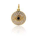 Round Evil Eye Pendant Charm for Bracelet/Necklace DIY Jewelry Making 12mm - BestBeaded
