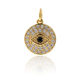 Round Evil Eye Pendant Charm for Bracelet/Necklace DIY Jewelry Making 12mm - BestBeaded