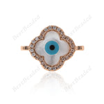 Stylish Shell Clover Evil Eye Connector for  Women Bracelet/Necklace Charms Jewelry Gift 18x13mm - BestBeaded