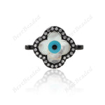 Stylish Shell Clover Evil Eye Connector for  Women Bracelet/Necklace Charms Jewelry Gift 18x13mm - BestBeaded