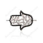 Hamsa Hand Bracelet Connector Hollow Beaded for Handmade Accessories 24x16mm - BestBeaded