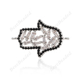 Hamsa Hand Bracelet Connector Hollow Beaded for Handmade Accessories 24x16mm - BestBeaded
