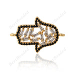 Hamsa Hand Bracelet Connector Hollow Beaded for Handmade Accessories 24x16mm - BestBeaded