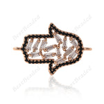Hamsa Hand Bracelet Connector Hollow Beaded for Handmade Accessories 24x16mm - BestBeaded