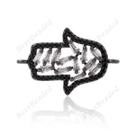 Hamsa Hand Bracelet Connector Hollow Beaded for Handmade Accessories 24x16mm - BestBeaded