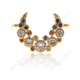 Crescent Moon Connector Pave CZ for Women Bracelet Charms Lover Gift 20x14mm - BestBeaded