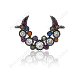 Crescent Moon Connector Pave CZ for Women Bracelet Charms Lover Gift 20x14mm - BestBeaded
