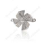 Pinwheel Connection Brass Pave Clear CZ for Original Charms Bracelet Jewelry Making 20x16mm - BestBeaded
