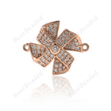 Pinwheel Connection Brass Pave Clear CZ for Original Charms Bracelet Jewelry Making 20x16mm - BestBeaded