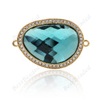 Bean Shaped Framed Connector Pave Crystal Glass 30x20mm - BestBeaded