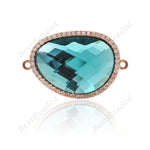 Bean Shaped Framed Connector Pave Crystal Glass 30x20mm - BestBeaded