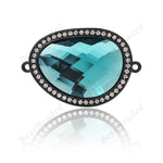 Bean Shaped Framed Connector Pave Crystal Glass 30x20mm - BestBeaded