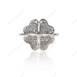 Heart Clover Connector Charm Pave CZ for DIY Jewelry Making Supplies Findings 12x10mm - BestBeaded