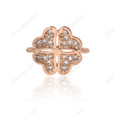 Heart Clover Connector Charm Pave CZ for DIY Jewelry Making Supplies Findings 12x10mm - BestBeaded