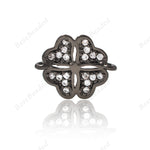 Heart Clover Connector Charm Pave CZ for DIY Jewelry Making Supplies Findings 12x10mm - BestBeaded