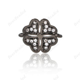 Heart Clover Connector Charm Pave CZ for DIY Jewelry Making Supplies Findings 12x10mm - BestBeaded