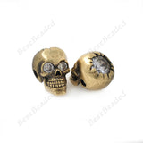 Charms Skull Head Beads Antique Copper for Men Original Bracelet DIY Jewelry Making 9x12mm - BestBeaded
