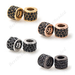 Micro Pave Black CZ Brass Tube Bead for Men's Bracelet Charms Spacer Beads 7x6mm - BestBeaded