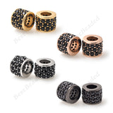 Micro Pave Black CZ Brass Tube Bead for Men's Bracelet Charms Spacer Beads 7x6mm - BestBeaded