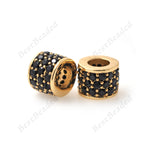 Micro Pave Black CZ Brass Tube Bead for Men's Bracelet Charms Spacer Beads 7x6mm - BestBeaded