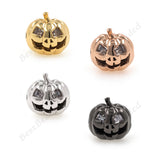 Pumpkin Beads Pave CZ for Original Bracelet Charms Halloween Jewelry Making 12x11mm - BestBeaded
