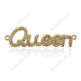 Queen Charms Connector Pave CZ Bead for Women's Bracelet Link Jewelry Making 31x10mm - BestBeaded