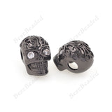 Skull Head Charms Micro Pave CZ Bead for Men Bracelet Spacer Beads DIY Jewelry Accessories 9x12mm - BestBeaded