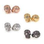 Skull Head Charms Micro Pave CZ Bead for Men Bracelet Spacer Beads DIY Jewelry Accessories 9x12mm - BestBeaded