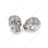 Skull Head Charms Micro Pave CZ Bead for Men Bracelet Spacer Beads DIY Jewelry Accessories 9x12mm - BestBeaded