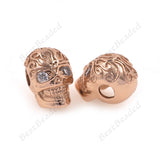 Skull Head Charms Micro Pave CZ Bead for Men Bracelet Spacer Beads DIY Jewelry Accessories 9x12mm - BestBeaded