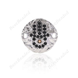 Hamsa Hand Bracelet Connector Pave CZ Bead for Charms DIY Jewelry Making 15mm - BestBeaded