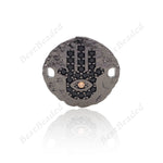 Hamsa Hand Bracelet Connector Pave CZ Bead for Charms DIY Jewelry Making 15mm - BestBeaded