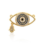Charms Evil Eye with Hamsa Hand Pendant for Necklace Lucky Amulet Jewelry Supplies 21x11mm - BestBeaded
