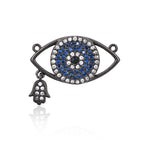 Charms Evil Eye with Hamsa Hand Pendant for Necklace Lucky Amulet Jewelry Supplies 21x11mm - BestBeaded